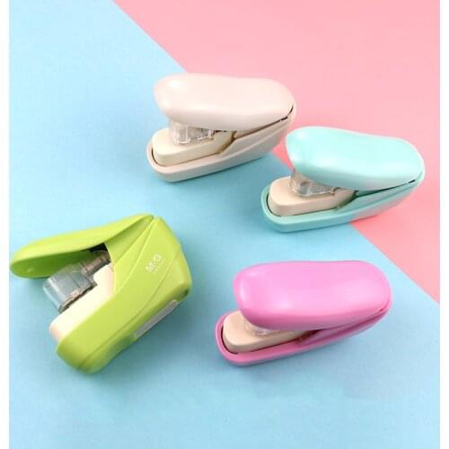 Creative Staple-Free Stapler Candy Color Office School Student Stationery Paper File Binding Machine Stapling Tools Supplies