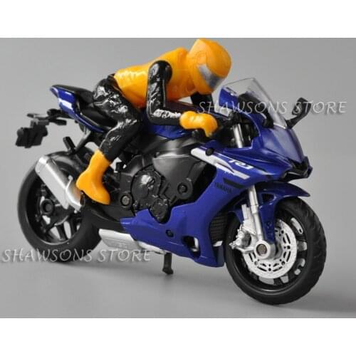Diecast Motorcycle Model Toys 1:18 Yamaha YZF-R1 Sport Bike Miniature Replica With Rider Action Figure