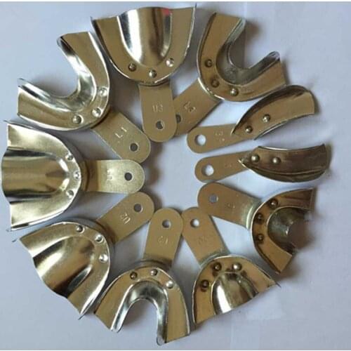 10pcs/ Dental with no holes Aluminum Impression Tray Bite Denture Instrument Impression Trays