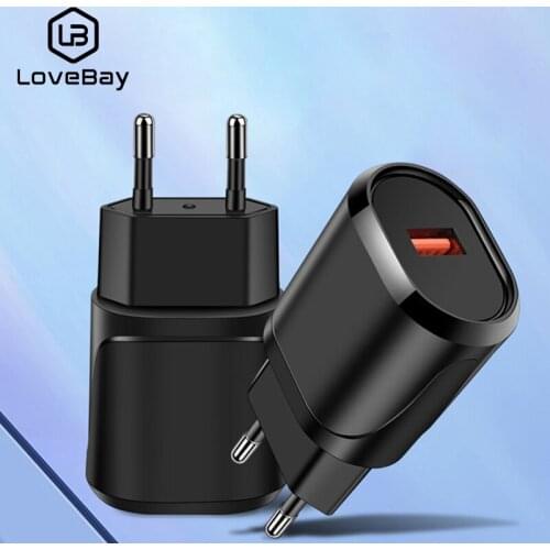 Lovebay 3A Quick Charger USB Charger EU Wall Mobile Phone Charger QC3.0 Fast Charging For iPhone 11 Pro Samsung Xiaomi Huawei