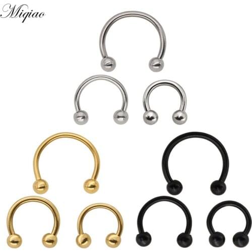 Miqiao 3pcs Hot Sale Stainless Steel Multicolor Steel Ball Nose Ring Exquisite Human Body Piercing Jewelry