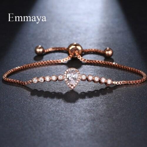 EMMAYA Fashion Luxury Crystal Paved Crystal Bracelet Gold Silver Color Adjustable Tennis Braclet For Women Wedding Gift