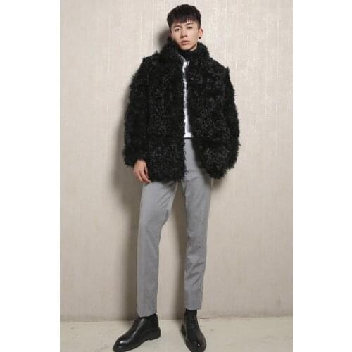 New real genuine natural sheep fur coat mens fashion jacket with warm winter