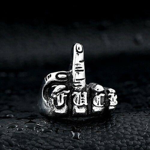Mens Finger Ring FUUCK Steel color Retro Titanium Steel Personality Gift