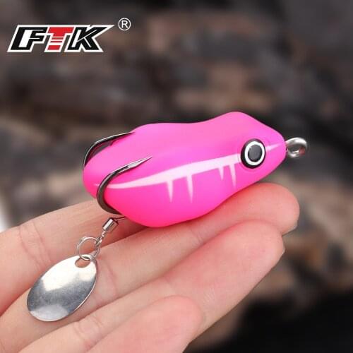 FTK Mould Rubber Soft Frog Fishing Lure 20Colors 7CM 7.6G With Balance Weight Spoon Lure Double Hooks Floating Artificial Bait