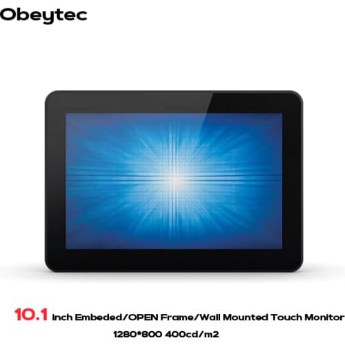 Obeytec 10.1" Industrial Open Frame Projected Capacitive PCAP LCD monitors, 5 touch points, 3mm anti-vandal touch panel