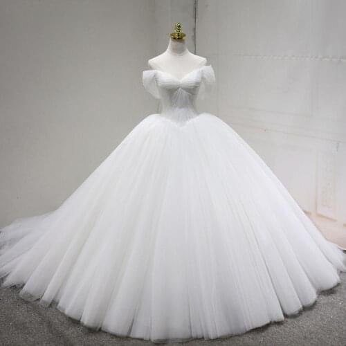 Charming Sweetheart Ball Gown Wedding Dresses Vestido De Noiva Formal Off-Shoulder Tulle Floor-Length Saudi Arabia Bride Dresses