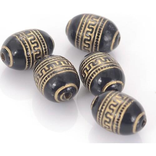 Wholesale 10x13 MM Retro Etched Acrylic Gild Gold Lined Barrel Antique Design Beads For DIY Jewelry Making Accessories