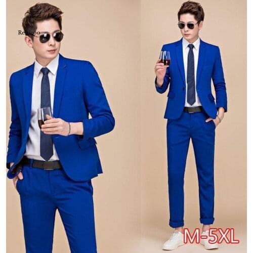 Tide Men Colorful Fashion Wedding Suits Plus Size 5Xl Yellow Pink Green Blue Purple Suits Jacket and Pants Tuxedos