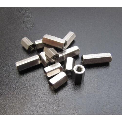 50Pcs M3 M4 Stainless Steel Standoff Spacer Female to Female Spacing Nuts Threaded Hex Spacer