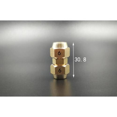 Straight Pipe Fitting Brass Flare Tube OD 6mm Adapter Union With Nut Connector