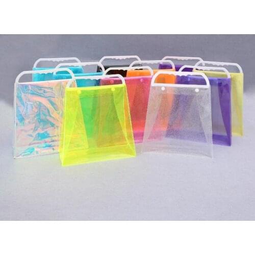PVC Laser Shopping Bag PVC Transparent Plastic Handbag Colorful Packaging Bag Fashion Shouder Handbags Storage Bags Tools SN3019