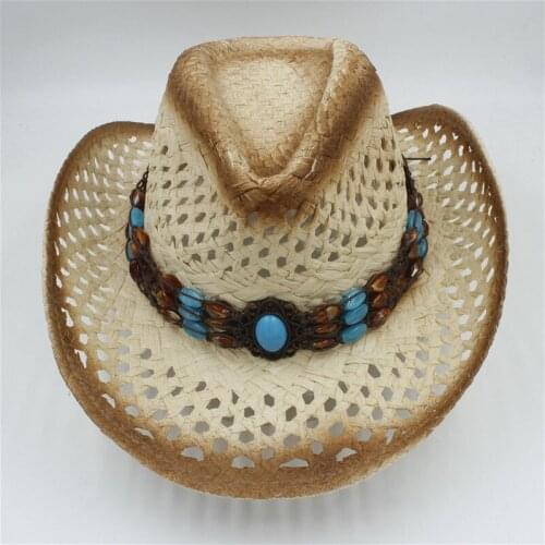 2019 100% Handmade Womens Mens Hollow Sun Sun Hat For Gentleman Western Cowboy Jazz Cap Dad Sombrero Beach Sun Hat