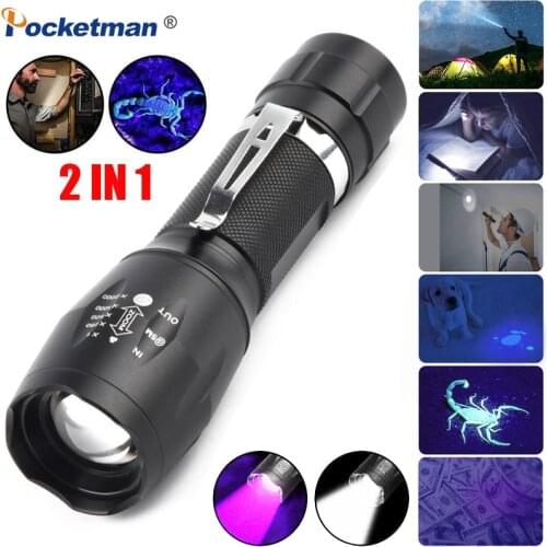 UV Flashlight Black Light 2 in 1 LED Flashlight for Camping Ultraviolet Blacklight Urine Detector for Cats,Pet Stains,Scorpions