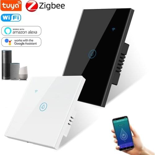 EU US Tuya Smart Water Heater Switches 20A WiFi Touch Wall Switches Glass Panel Timer Voice Control Compatible Alexa Google Home