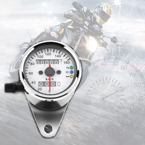 Universal Motorcycle Cafe Racer Speedometer Odometer Gauge 0-160 km/h Instrument with LED Indicator