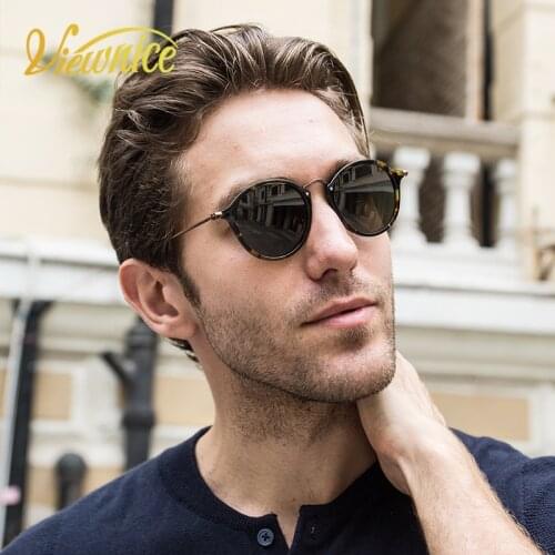 Viewnice Luxury Vintage Sunglasses Women Mens Acetate Top quality Round Classical Frame Brand Designer Polaroid Lens Popular 47