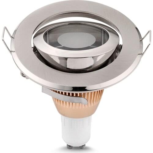 High quality Zinc Alloy gu10 mr16 socket recessed LED spot light fixture frame circle satin fitting