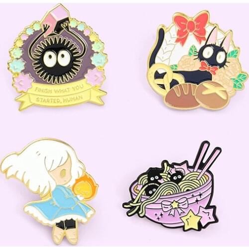 XEDZ Cartoon Cat Metal Enamel Brooch Fashion Cute Magical Girl Badge Simple Lapel Backpack Jewelry Accessories Gift