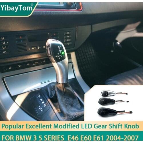 Pre-facelift Replacement Modified Facelifted LED Gear Shift Knob for 3 5 series E46 E60 E61 2004-2007 Carbon Fiber Pattern LHD