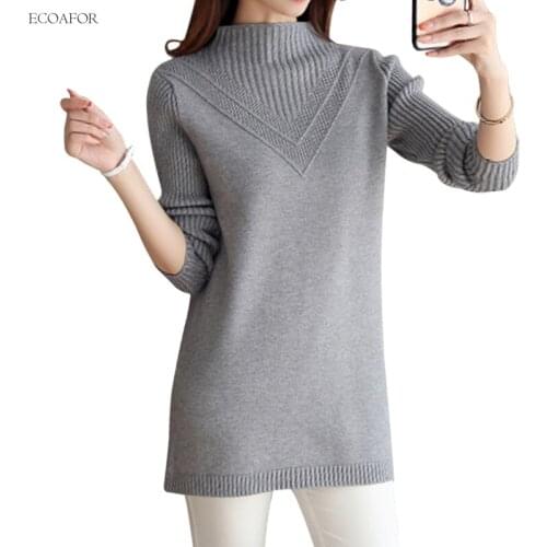 5 Colors Half High Neck Sweater Fall Autumn Winter Fashion Pure Solid Color Geometric Jumper Women Sweaters and Pullovers