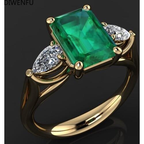 Emerald Yellow Gold Jewelry Green Rings for Women Diamant Bizuteria Anillos De Pure Emerald Gemstone Gold Ring Gift for Loves