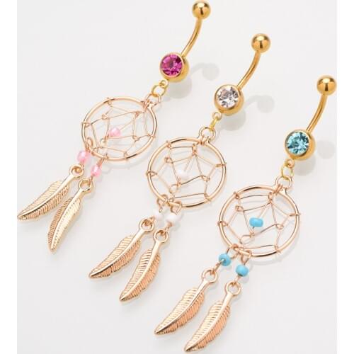 1pc/lot Blue Nature Stone leaves Navel Piercing Nombril Navel Belly Button Rings Industrial Pircing Ombligo