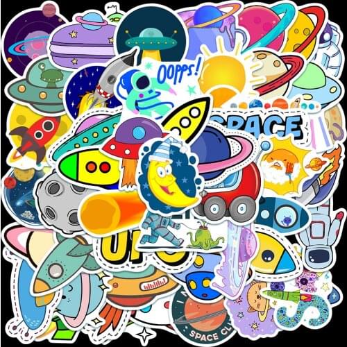 10/50PCS Space Planet UFO Alien Astronaut Stcikers Graffiti Motorcycle Luggage Guitar Skateboard Aesthetic Sticker Decal Kid Toy
