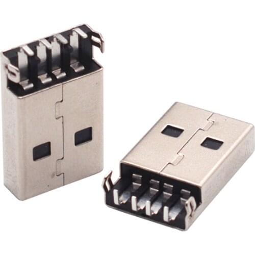 10pcs/lot USB 2.0 4Pin A Type Male Plug SMT Connector Black G49 for Data Transmission Charging