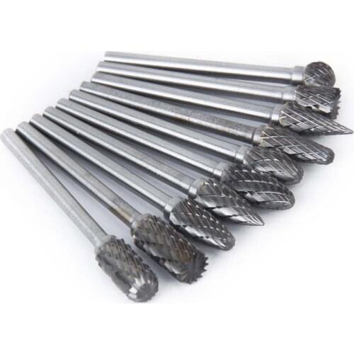 10pcs Tungsten Steel YG8 Carbide Rotary Burr 6mm Head Diameter Silver