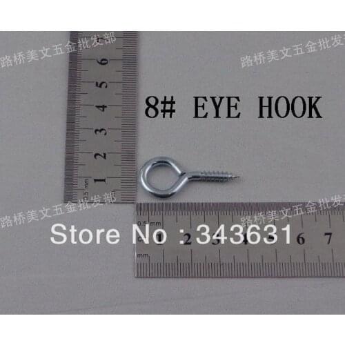 100pcs 6#-20# Steel With White Znic Plated Eye Pins Eyepins Hooks Eyelets Screw Threaded 8