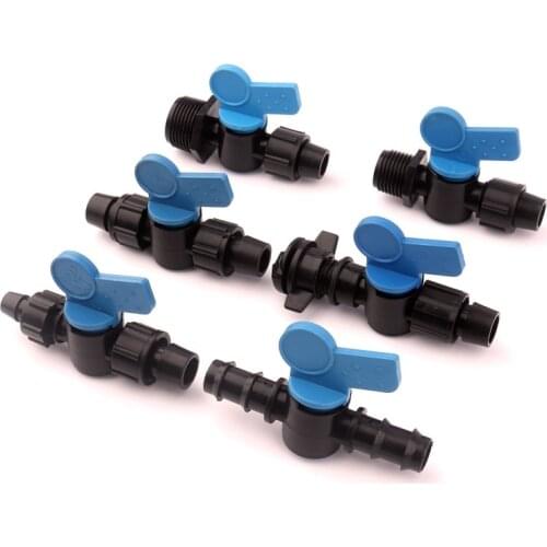 2pcs high quality 16mm PE Pipe Connectors Mini Ball Valve Irrigation Drip Hose Nut Lock Connector Joints Tube Pipe Water Switch