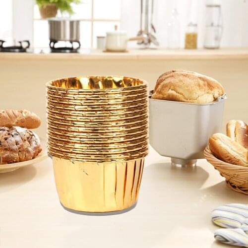 50pcs Cupcake Cups Double-Sided Aluminum Foil Disposable Muffin Liners Little Pudding Cups