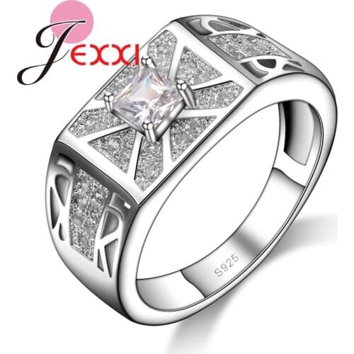 Free Shipping Trendy New Arrival Finger Rings Classic Geometric Cut CZ Rhinestone Clear White Crystal Women Jewelry