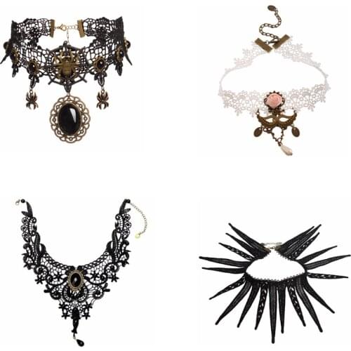 Black Lace Neck Choker Necklace Sexy Gothic Chokers Vintage Victorian Women Chocker Steampunk Jewelry