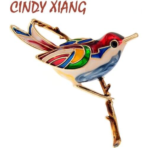 CINDY XIANG Enamel Bird Brooches For Women 2 Colors Available Beautiful Winter Sweater Accessories