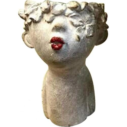 Flower Pot Abstract Handmade Resin Human Head Vase Portrait Sculpture Multi-purpose Practical Funny Face Planter Plant Pots