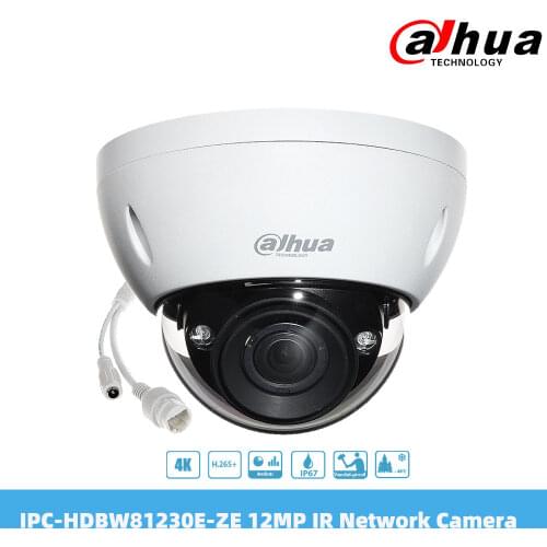 Dahua IPC-HDBW81230E-ZE 12MP IR Dome Network Camera PoE Power Supply H.265&H.264 4.1mm ~16.4mm Zoom Lens IP67 IK10