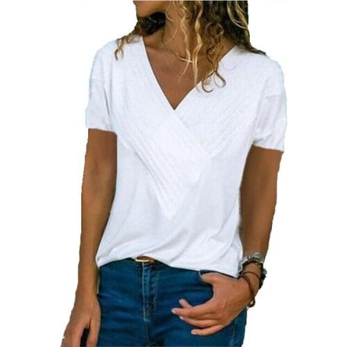 New Womens Slim Fit Splicing V-neck T-Shirt Summer Cool Short Sleeve Solid T-shirt Solid Breathable Top Vest T-shirt