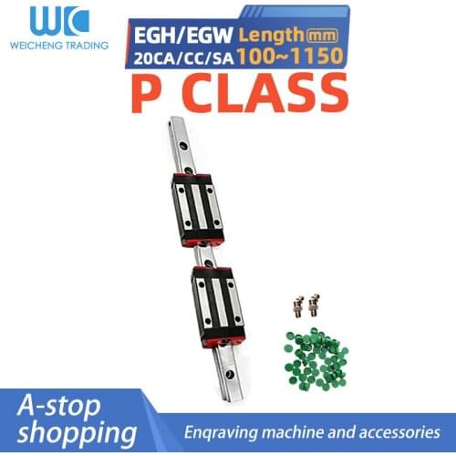 1pc 100-1150mm P class EGR20 Square Linear Guide Rail Slide Block Carriages 2pcs EGH20CA/EGW20CC/EGH20SA CNC Router Engraving