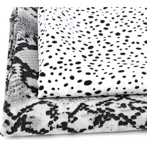 IBOWS Chiffon Fabric White Dot Texture Printed Cloth Thin Fabric Dress Silk Scarf Soft Home Textile Curtain Material 90*150cm