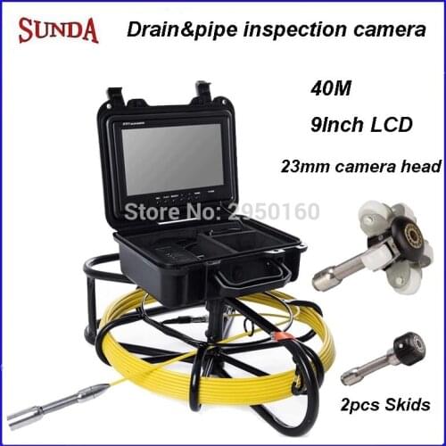 Video Probe CCTV Pipe Camera Inspection Survey Detector System 9Inch monitor 23mm camera head fiberglass cable 40m hot sell