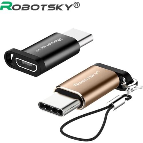 Robotsky USB Type-C to Micro USB Adapter Male to Female Type C OTG Converter Cable for Samsung Letv Macbook Matebook