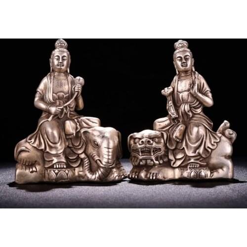 China White copper Samantabhadra Guanyin Buddha crafts statue