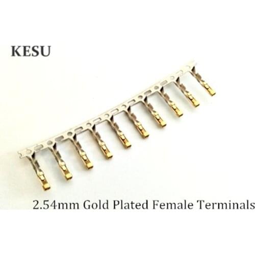 Female 2.54mm Dupont half gold plated Terminals crimp Pins for PC Cable Power male Connector shell