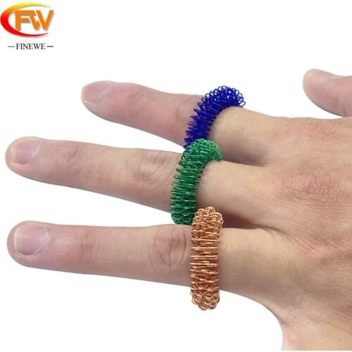 FINEWE Finger Ring Toy Stress Relief Sensory Spring Anti Stres Toy Kids Finger Massage Ring Spring With Multi Color