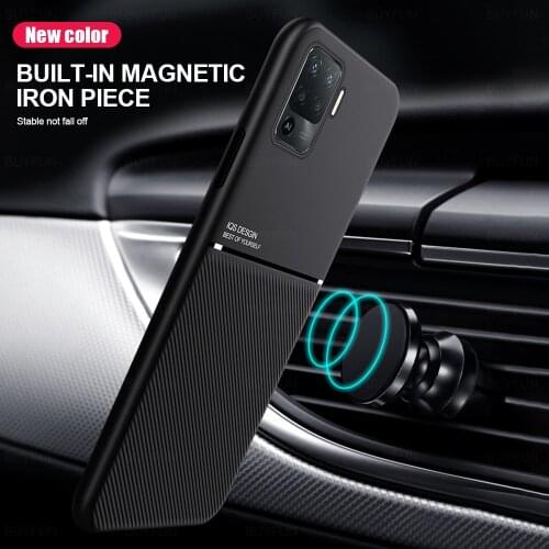 Leather texture magnetic car holder phone cover for oppo reno5 lite reno 5 lite 5lite light 2021 silicon bumper shockproof coque