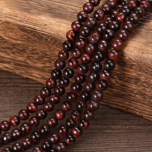 Wholesale Factory Price Natural Stone Red Tiger Eye Round Loose Beads 15" Strand 4 -12 MM Pick Size For Jewelry Making