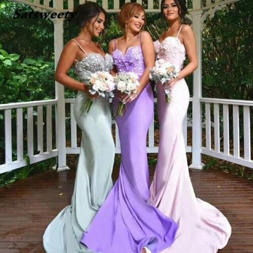 Sweetheart Lace Lilac Wedding Guest Dresses Mermaid Bridesmaids Dresses For Women African