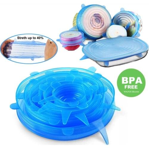 6pcs Reusable silicon stretch lids universal lid Silicone food wrap bowl pot lid silicone cover pan cooking Kitchen Stoppers